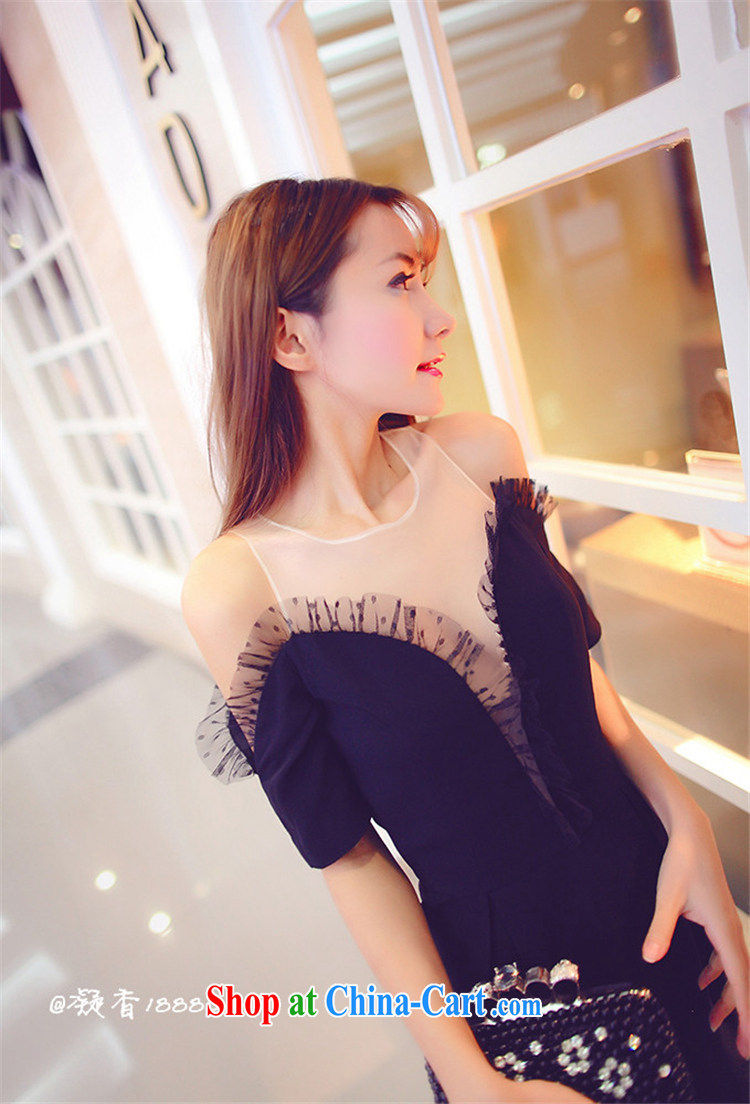 Abundant Ming fall 2015 the same sense of black bare shoulders Web yarn lace short-sleeve on the truck dress dresses beauty long skirt black M pictures, price, brand platters! Elections are good character, the national distribution, so why buy now enjoy more preferential! Health