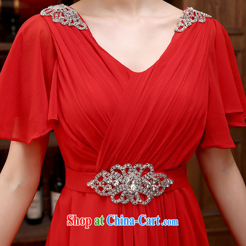 2015 New new Korean double-shoulder red long, large, banquet bridal wedding dress video thin toast serving red made no return, no embroidery bridal, shopping on the Internet