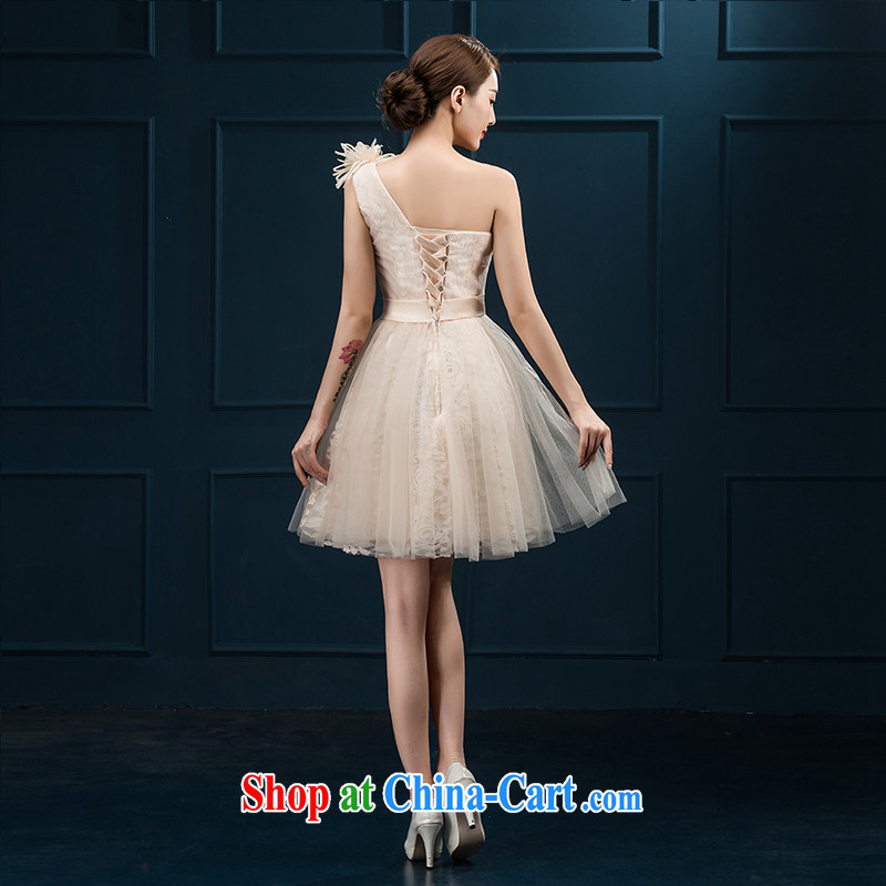 bridesmaid clothing summer 2015 new Korean version the shoulder the flowers, tied with a bride's wedding short banquet video thin evening dress pink set is not returned, it is embroidered bride, shopping on the Internet