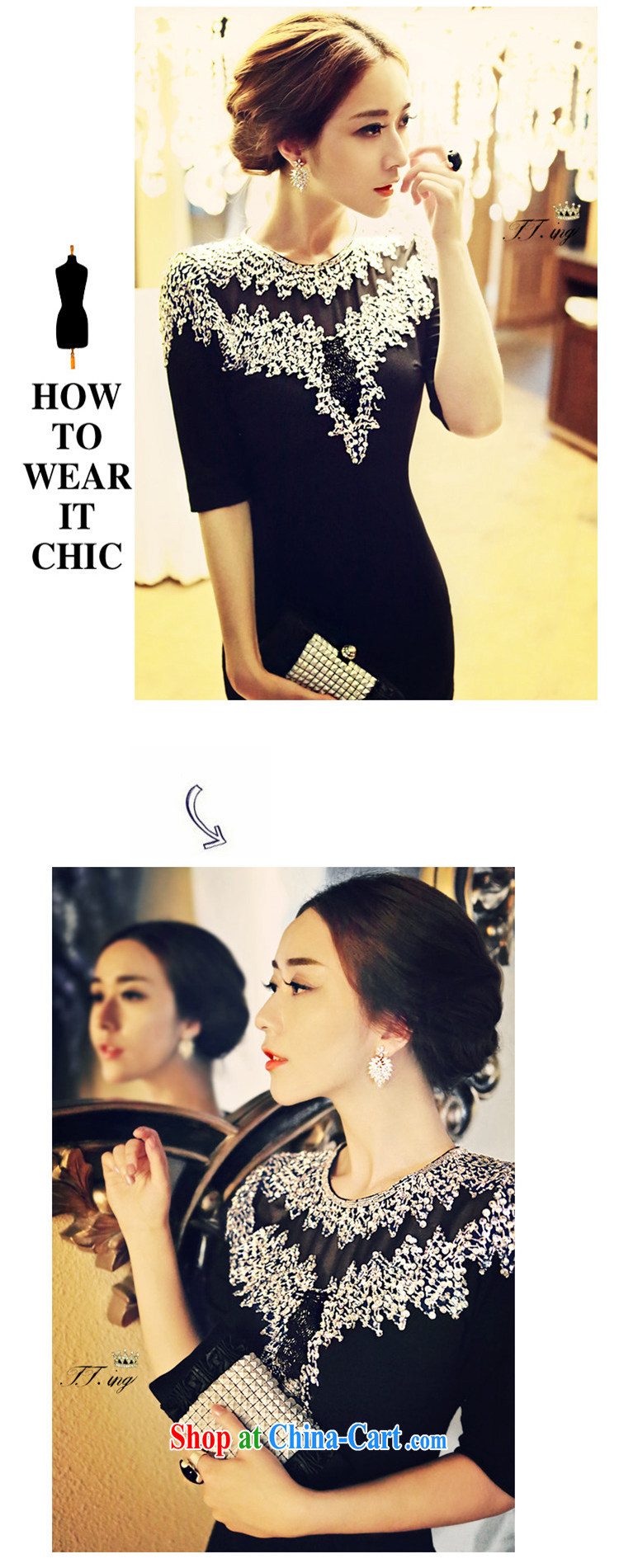 Abundant Ming 2015 autumn and winter Ching Ching with beauty package and insert the drill sleeve dresses luxury to manually staple Pearl high-end dress black L pictures, price, brand platters! Elections are good character, the national distribution, so why buy now enjoy more preferential! Health