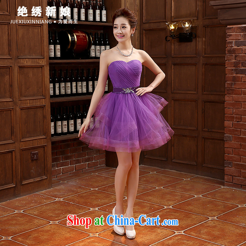 Bridal Evening Dress 2015 spring and summer new Korean version wiped his chest, short the code graphics thin banquet wedding bridesmaid clothing purple for Do not be returned.