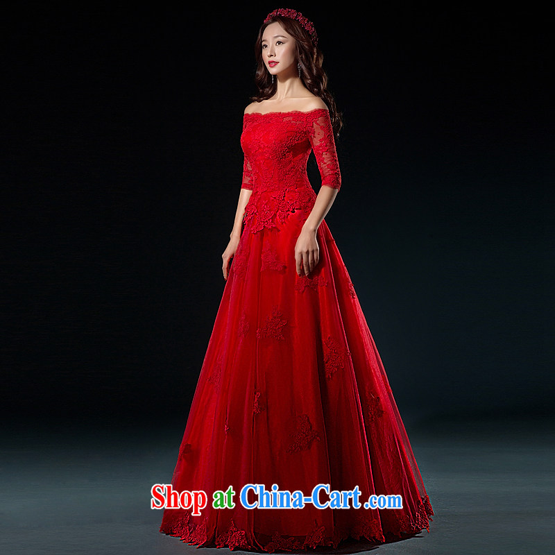 The Greek, Mona Lisa (XILUOSHA) bridal toast serving red lace wedding dresses a field in shoulder cuff wedding dress long high-end custom bows dress China Red XXL, Greek Cypriot, Mona Lisa (XILUOSHA), shopping on the Internet