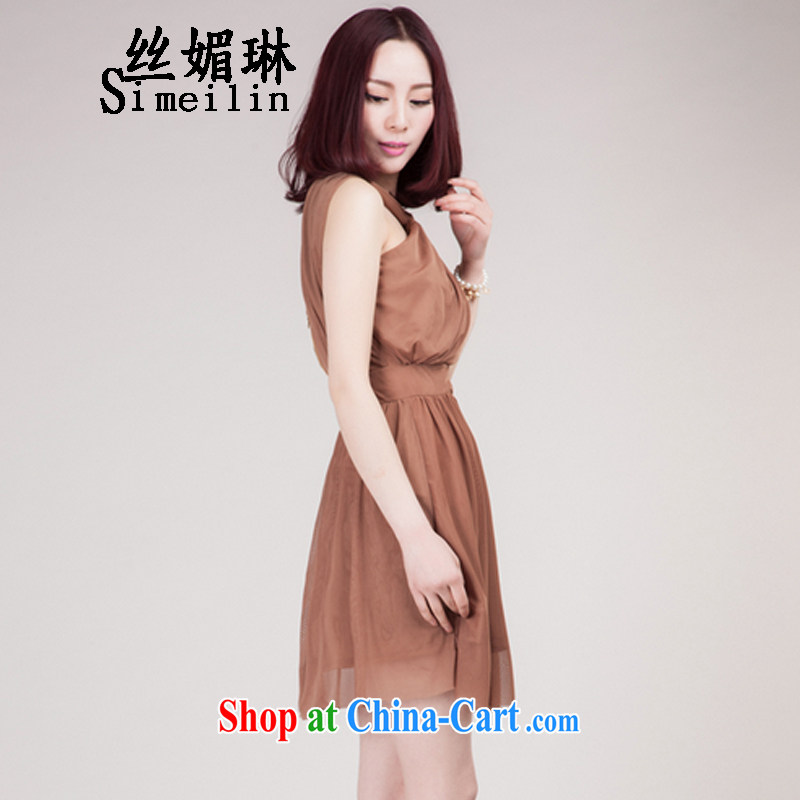 Silk Mei Lin 2015 new sexy back exposed Web yarn is also straps dress wipe wrapped around his chest chest snow woven dresses dark brown L, silk Mei Lin (simeilin), online shopping