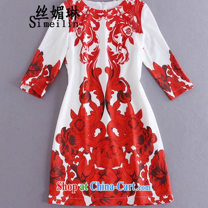 Silk Mei Lin early autumn 2015 new paragraph 7 of stamp duty cuff dress red aura beauty dresses picture color L, silk Mei Lin (simeilin), online shopping