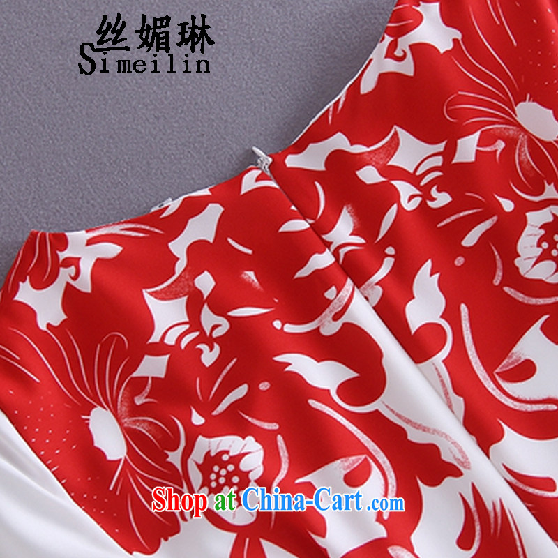 Silk Mei Lin early autumn 2015 new paragraph 7 of stamp duty cuff dress red aura beauty dresses picture color L, silk Mei Lin (simeilin), online shopping