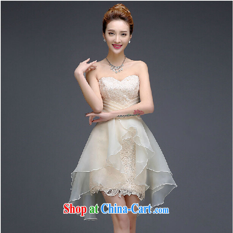 Pure bamboo love dresses Evening Dress 2015 new summer short banquet dress dress girl bride toast wedding clothes stylish wiped his chest dress champagne color XXL, pure bamboo love yarn, shopping on the Internet