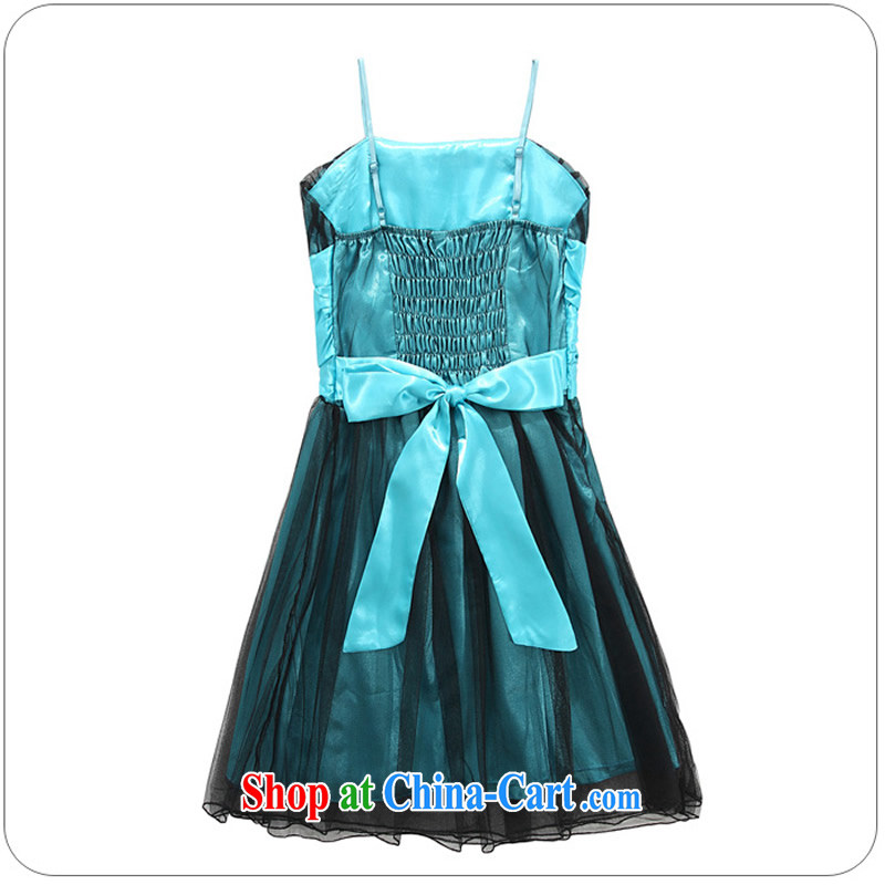JK 2. YY 2015 larger collision color-waist Web yarn strap short dress beauty graphics thin bridesmaid clothing blue XXXL, JK 2. YY, shopping on the Internet