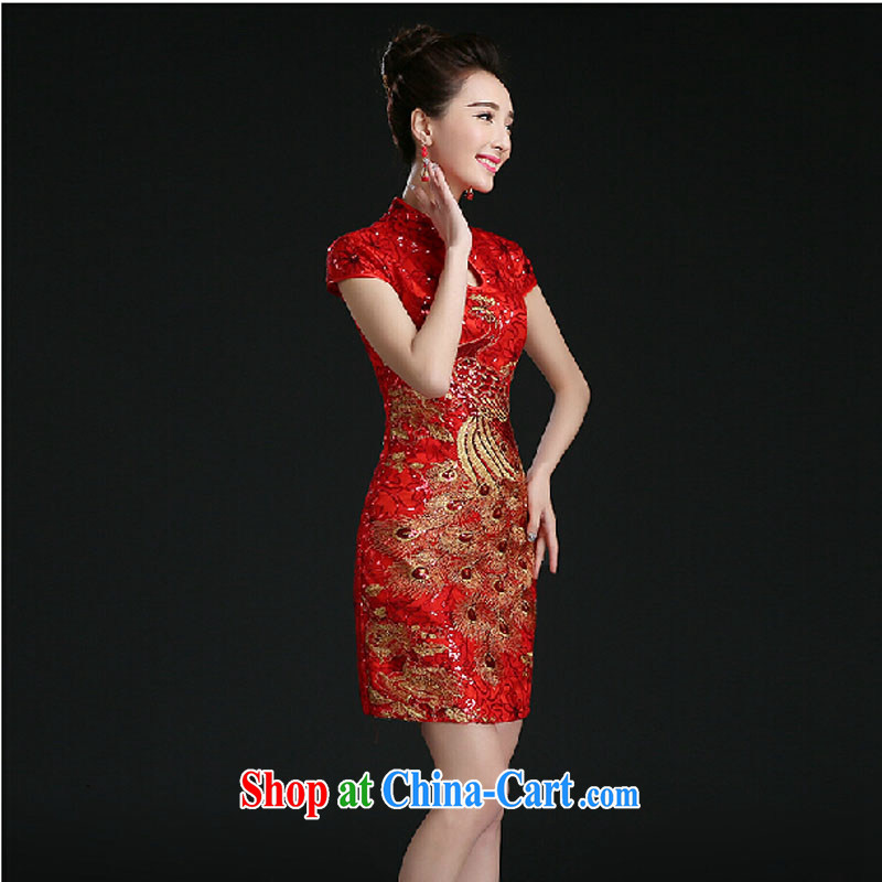 Pure bamboo yarn love 2015 New Red bridal wedding dress short evening dress evening dress uniform toasting Red double-shoulder dresses beauty red tailored to contact customer service, and pure bamboo love yarn, shopping on the Internet