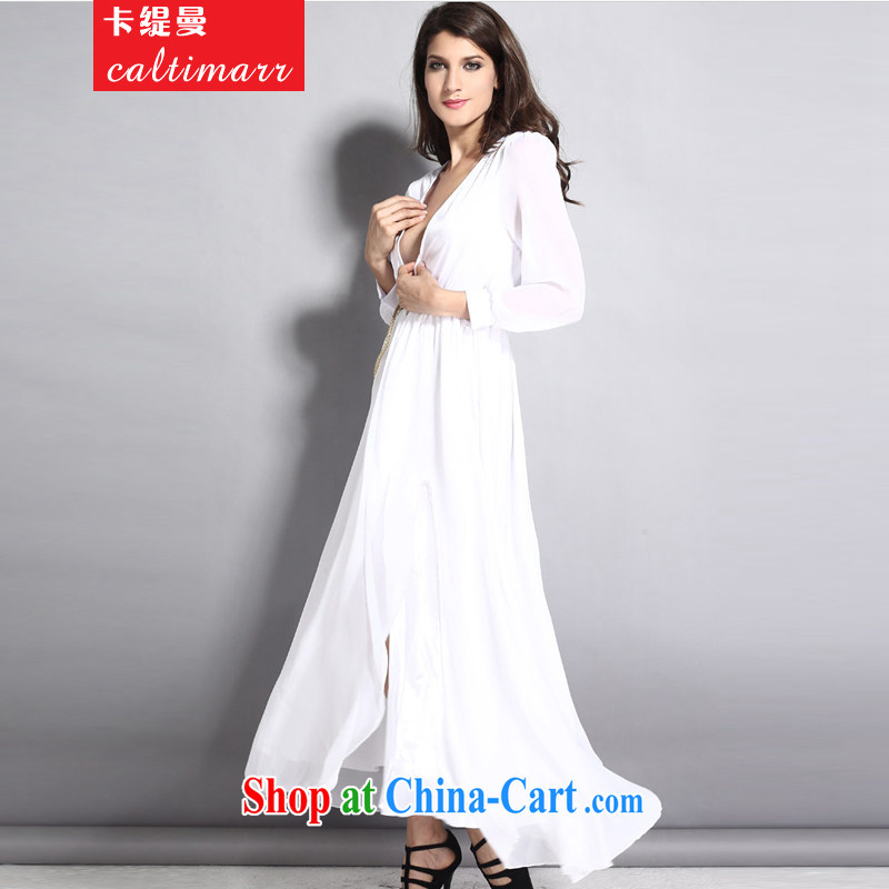 The economy Cayman 2015 autumn in Europe and America, wind lace stitching and Long skirts, long-sleeved dress sense dress white, code, Card economy (Caltimarr), and, on-line shopping