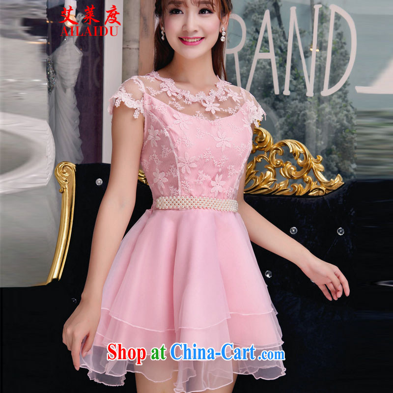 The Adelaide, Autumn 2015 new Korean sweet lace dress sexy beauty dresses JMB 156-B - 001 pink L
