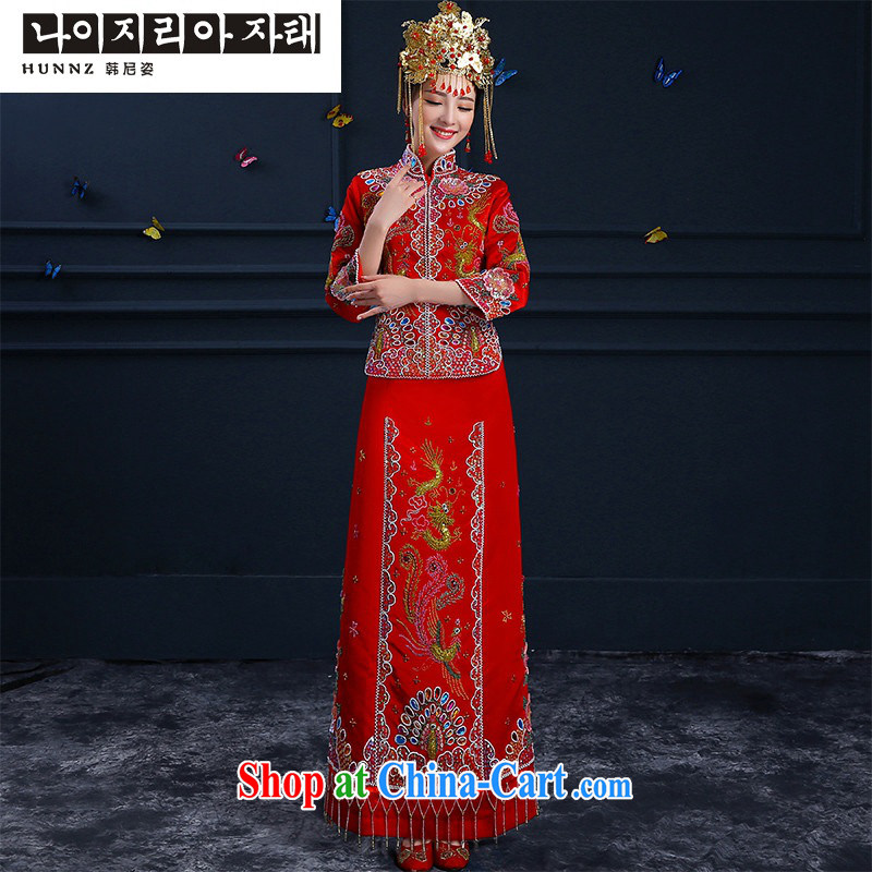 Products hannizi 2015 spring and summer new married clothing qipao Chinese wedding dress bridal toast clothing red M, Korea, colorful (hannizi), and shopping on the Internet