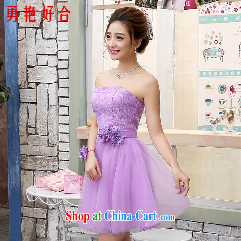 Yong-yan and banquet dress summer 2015 new stylish single shoulder purple mission sister bridesmaid in short, small dress dresses light purple single shoulder. size color will not be refunded, Yong Yan good offices, shopping on the Internet