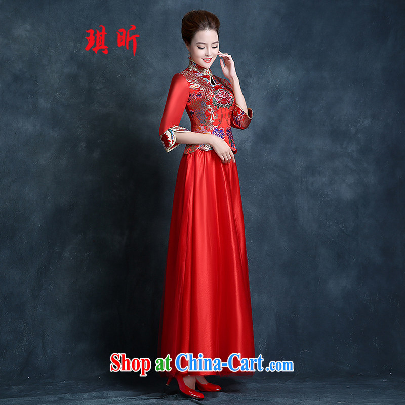 Angel year bridal wedding dress bows new, fall 2015 cheongsam dress red stylish retro lace beauty dress red XXL, Qi, and, online shopping