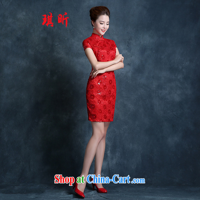 Angel year marriages qipao toast clothing 2015 New Evening Dress red stylish retro beauty improved dresses short red XXL, Qi, and, shopping on the Internet