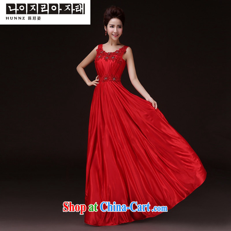 Products hannizi 2015 spring and summer New Red double-shoulder spring and summer style banquet toast service bridal gown red M, Korea, colorful (hannizi), online shopping