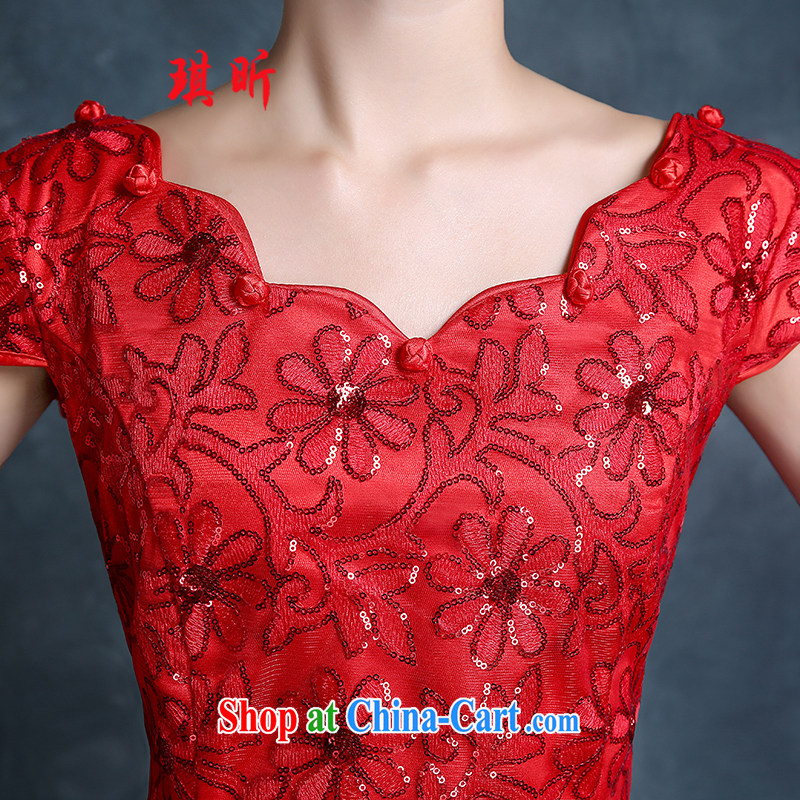 Angel year toast service 2015 new bridal wedding dresses and stylish beauty short red sun flower dress beauty graphics thin red XXL, Qi, and, shopping on the Internet