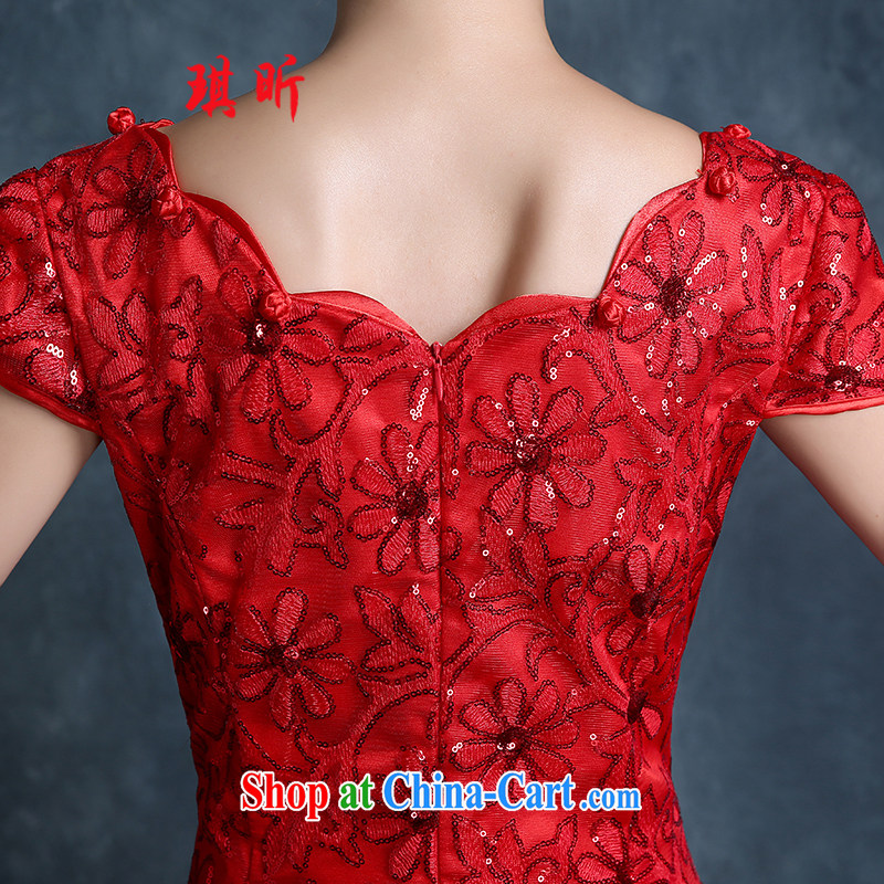 Angel year toast service 2015 new bridal wedding dresses and stylish beauty short red sun flower dress beauty graphics thin red XXL, Qi, and, shopping on the Internet