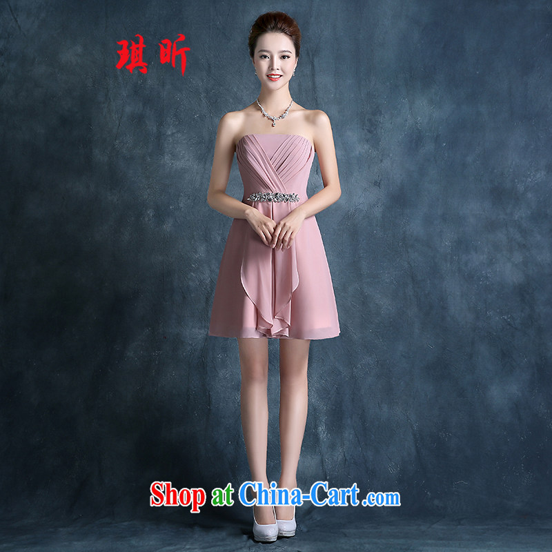 Angel year bridesmaid dresses in Spring and Autumn 2015 new short bridesmaid clothing sister skirt banquet bridesmaid skirt small dress dresses 豆沙 red XXL