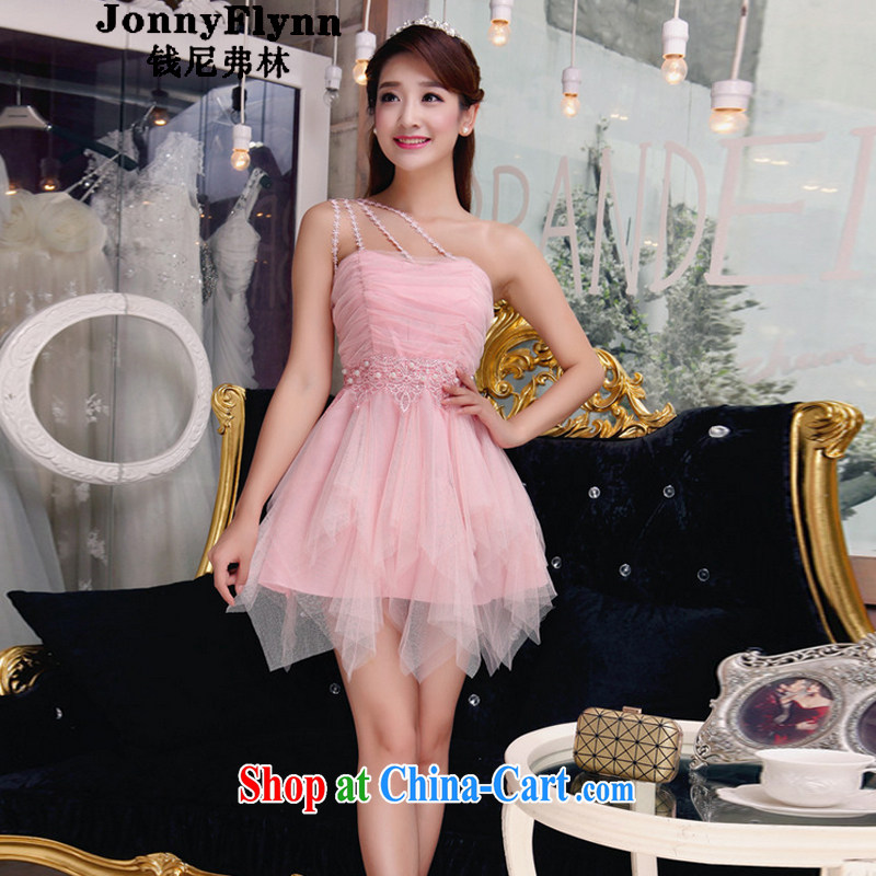 The handsome flag fall 2015 manually staple beads wood drill temperament Mary Magdalene Beauty Chest dresses bridesmaid groups dress skirt pink L