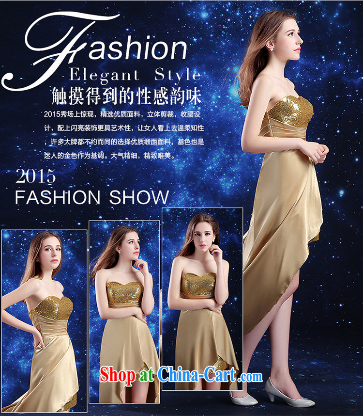 Wei Qi dress summer 2015 new marriages the wedding dress girl toast service gold long before short-tail banquet, cultivating bridesmaid stage Service Card its color XXL pictures, price, brand platters! Elections are good character, the national distribution, so why buy now enjoy more preferential! Health