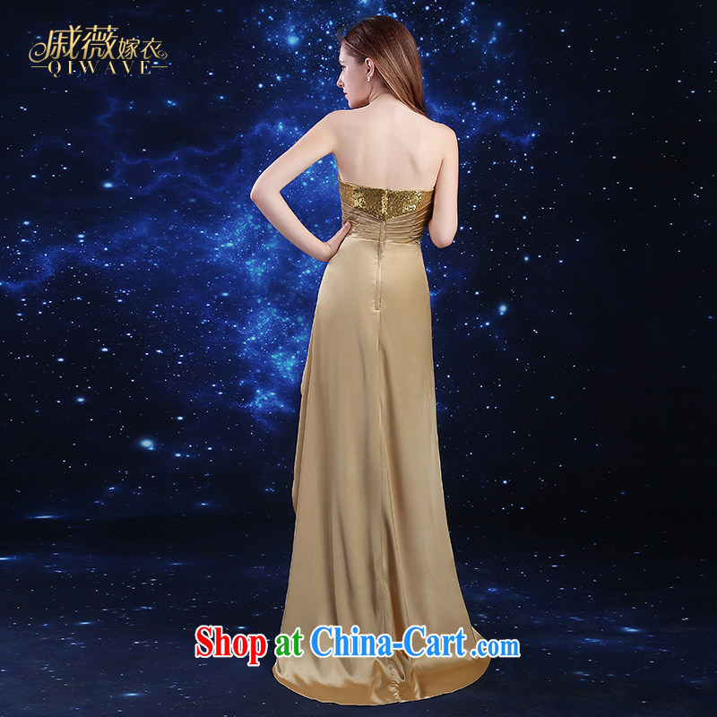 Wei Qi dress summer 2015 new marriages the wedding dress girl toast service gold long before short-tail banquet, cultivating bridesmaid stage service card the color XXL, Qi wei (QI WAVE), online shopping