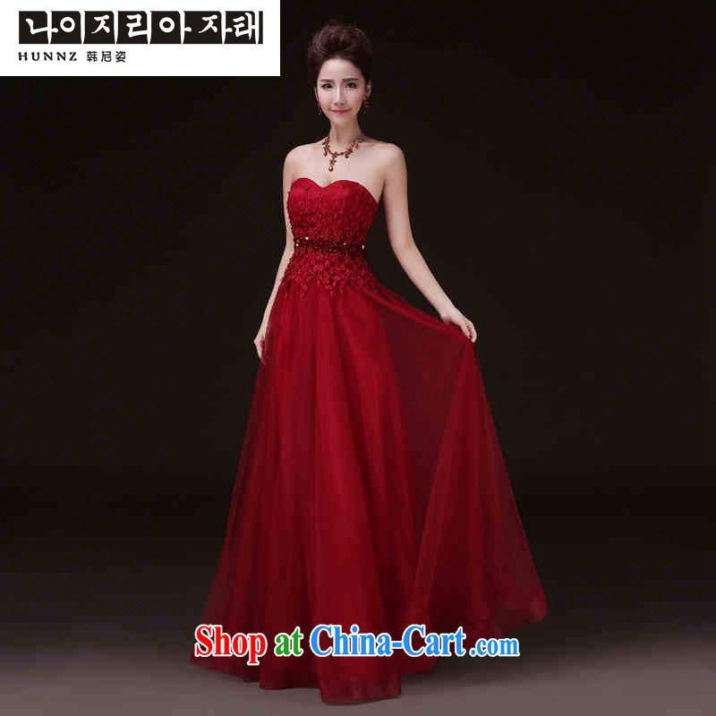 Products hannizi 2015 spring and summer new exclusive fashion red banquet dress wiped his chest long bridal gown red M