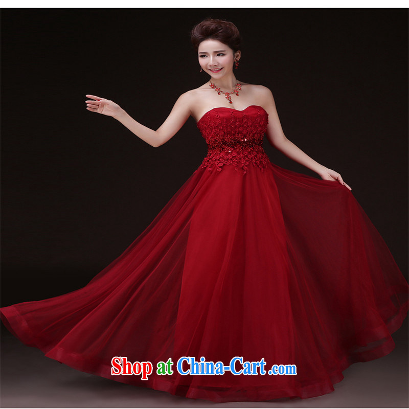 Products hannizi 2015 spring and summer new exclusive fashion red banquet dress wiped his chest long bridal gown red M, Korea, colorful (hannizi), online shopping