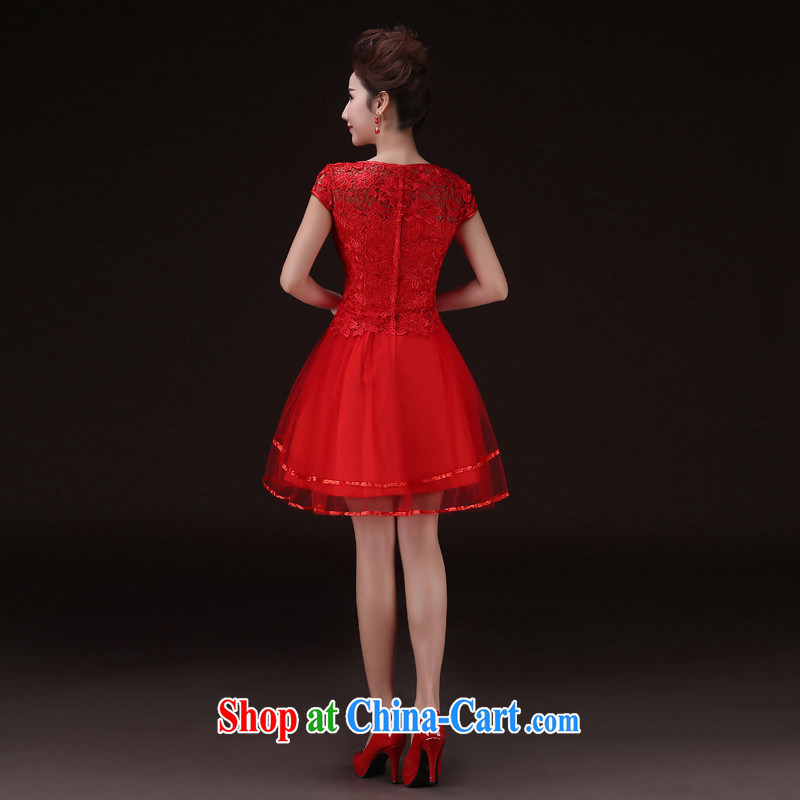 Products hannizi 2015 new spring and summer stylish red short-field shoulder bridal wedding banquet dress female Red M, Korea, colorful (hannizi), shopping on the Internet