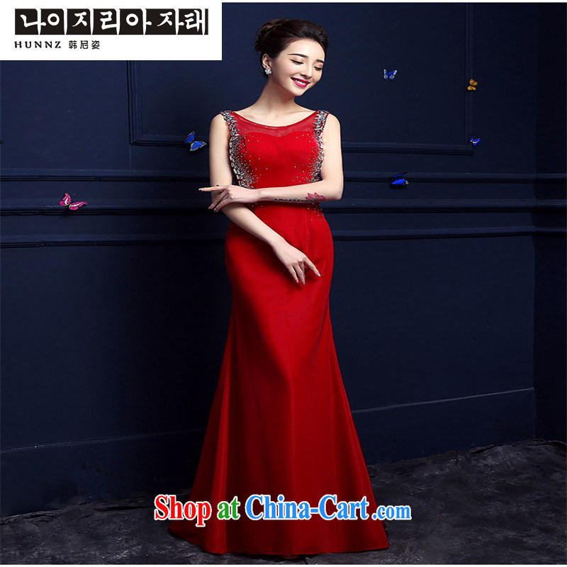 Products hannizi 2015 spring and summer new toast Service Bridal red tail Evening Dress fashion long dress red M, Korea, colorful (hannizi), shopping on the Internet