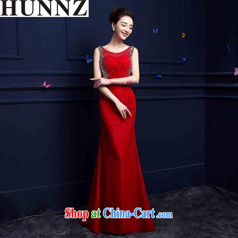 Products HUNNZ 2015 red tail Evening Dress stylish upmarket long banquet toast service bridal gown red XXL