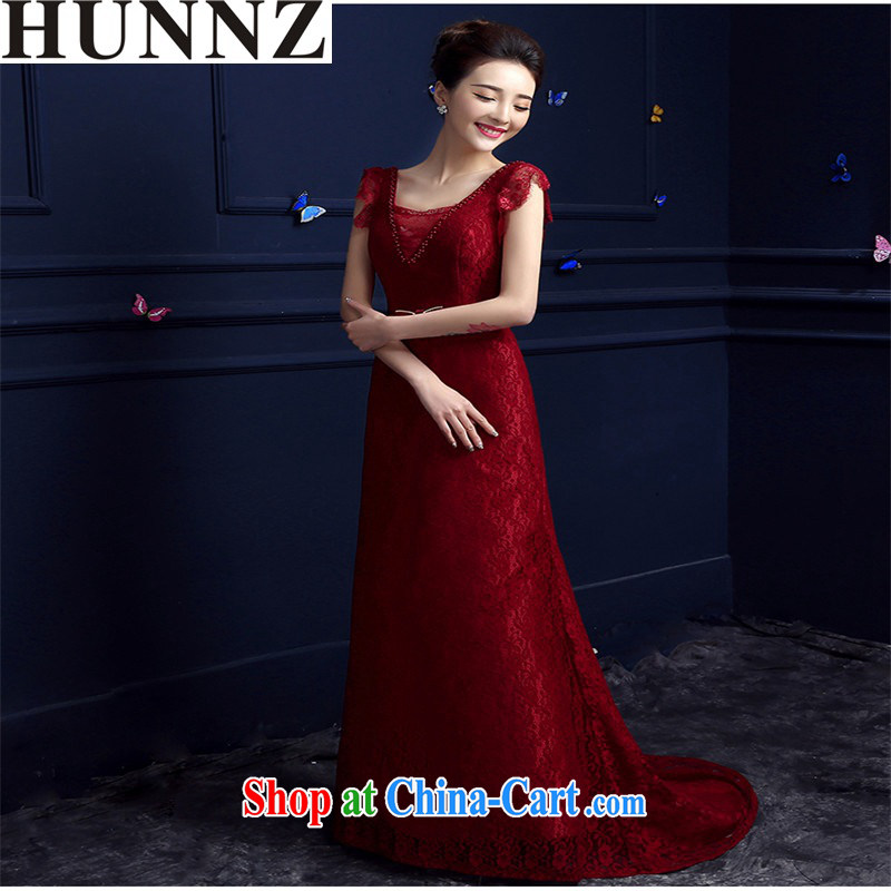 Products HUNNZ 2015 stylish red long, upscale banqueting betrothal banquet bridal dresses serving toast wine red XXL, HUNNZ, shopping on the Internet