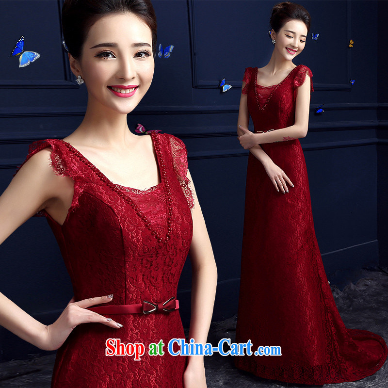 Products HUNNZ 2015 stylish red long, upscale banqueting betrothal banquet bridal dresses serving toast wine red XXL, HUNNZ, shopping on the Internet