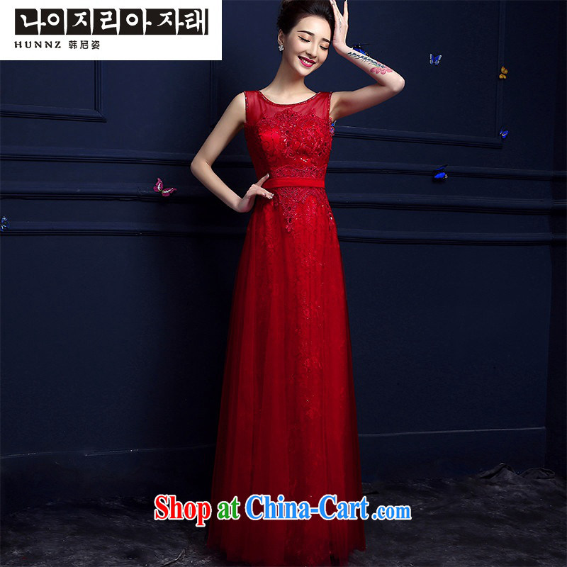 Products hannizi 2015 new summer exclusive fashion red long dual-shoulder bridal gown dress uniform toasting red M, Korea, colorful (hannizi), and, on-line shopping