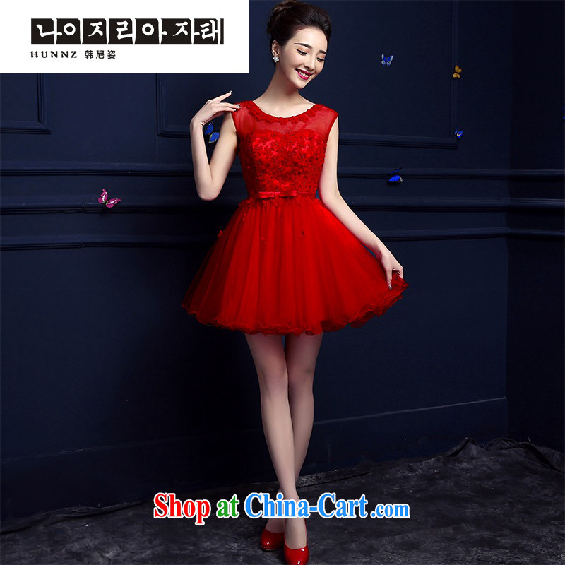 Products hannizi 2015 new spring and summer style banquet dress short red bridal serving toast serving red M, Korea, colorful (hannizi), online shopping