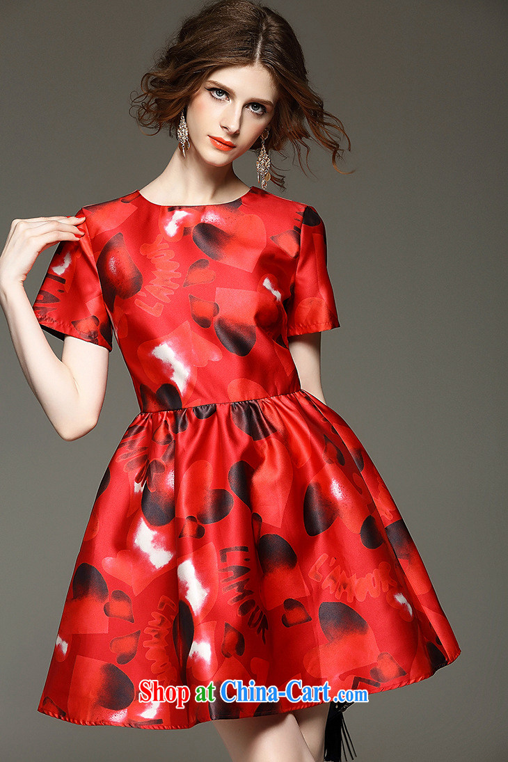 The poetry film autumn 2015 new female commercial heart stamp collection waist A field dresses beauty charm small dress skirt red XL pictures, price, brand platters! Elections are good character, the national distribution, so why buy now enjoy more preferential! Health