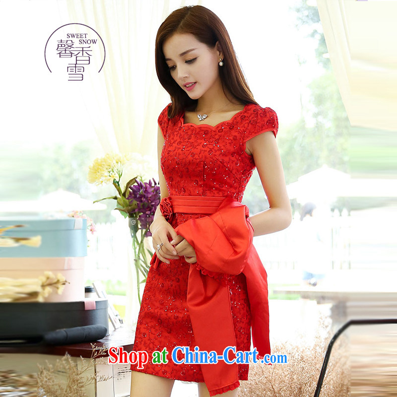 Fragrant snow fall 2015 New Beauty two-piece dresses, who won the red bridal the wedding toast dress red XXXL, fragrant Snow (XINXIANGXUE), shopping on the Internet