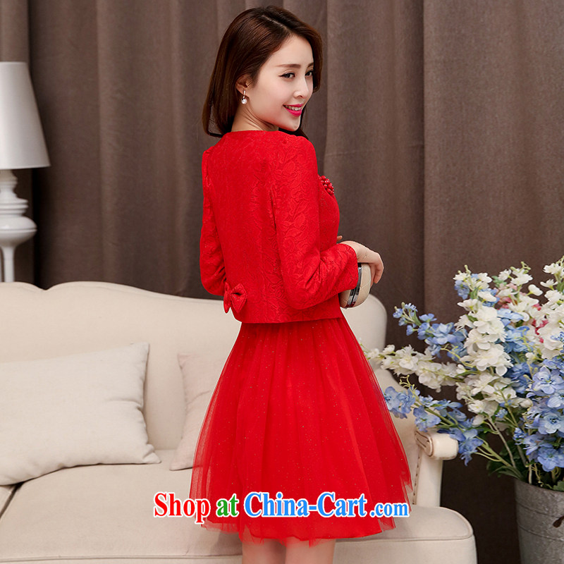Ju gave us 2015 spring new married women bows dress girl short, lace beauty dress two-piece red XXL, Ju has given us (RUCIMEI), online shopping