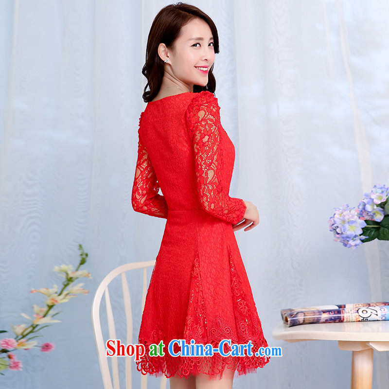Ju gave us 2015 spring new married women bows dress girl short, lace beauty dresses red XXL, Ju has given us (RUCIMEI), online shopping