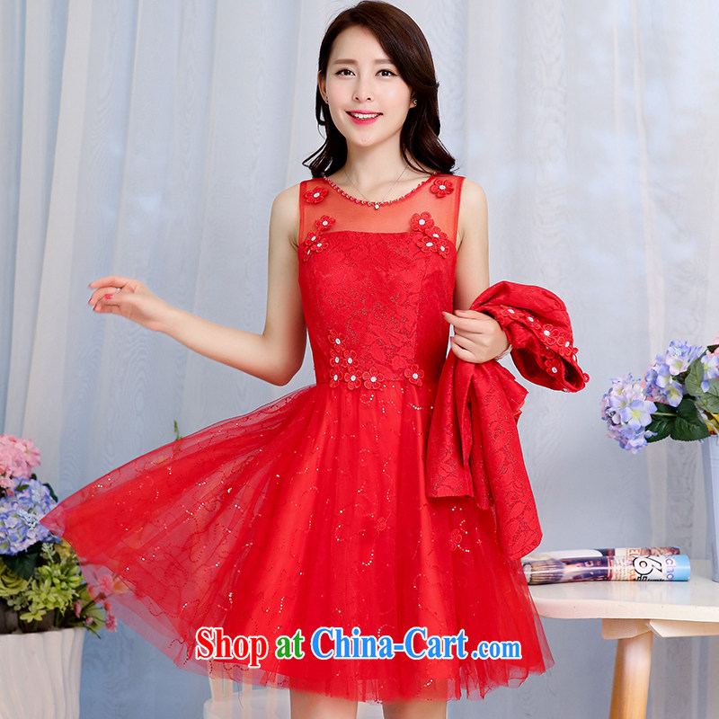 Ju gave us 2015 spring new married women bows dress girl short, lace beauty dress two-piece red XXXL, Ju has given us (RUCIMEI), online shopping