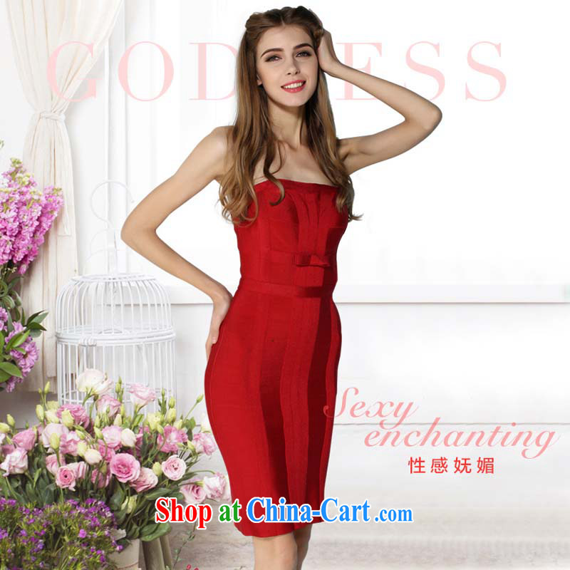 European and American spring and summer, new sense of wrapped chest bare chest bandage dresses & Jeon Ji-hyeon, toast clothing beauty dress red L, Wah Kee Avandia, and, shopping on the Internet