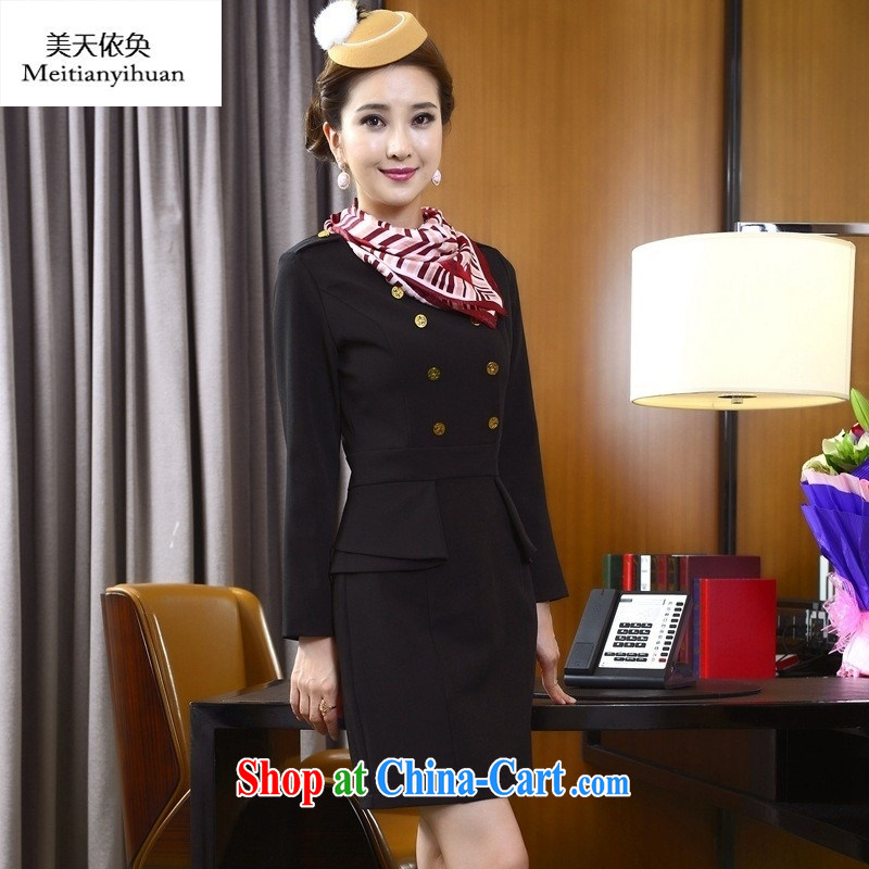 The hotel clothing career with air hostesses uniform autumn and winter than the standard seat will serve as OL dresses red XXXXL (made by $15, and the United States according to Day together (meitianyihuan), shopping on the Internet