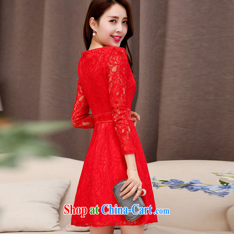 The Ballet, The 2015 autumn and the New Korean sweet betrothal dress Openwork lace long-sleeved wedding toast wedding dresses small red XXL, the buds Noni,, online shopping