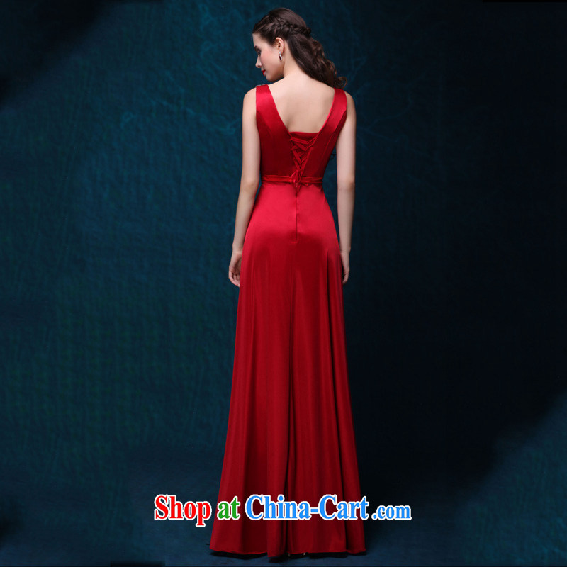 Toast serving wine red long dual-shoulder Korean version cultivating a Field shoulder 2015 new summer bridal wedding banquet performances evening dress elegant double-shoulder-length, only the US wine red made 7 Day Shipping does not return not-for-love,