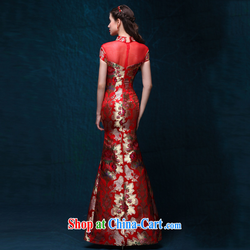 Toast serving long, Retro beauty embroidery at Merlion red 2015 new summer bridal wedding banquet dress red embroidered long at Merlion dress red made 7 Day Shipping does not return do not change, love, and, shopping on the Internet