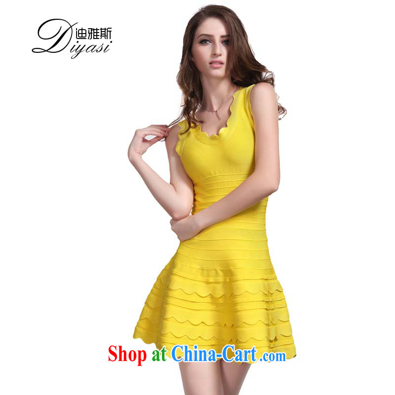 Wah Kee's aura, your shoulders plastic body beauty toasting banquet girl Evening Dress short bandage dresses yellow L, China sincerely Avandia, and, shopping on the Internet