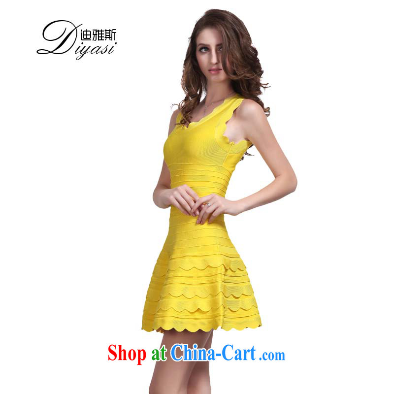 Wah Kee's aura, your shoulders plastic body beauty toasting banquet girl Evening Dress short bandage dresses yellow L, China sincerely Avandia, and, shopping on the Internet